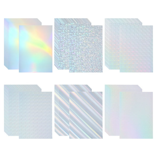 Uxcell 11"x8.5" Cartulina Holográfica, Paquete de 30 Hojas de Papel de Foil Espejo Iridiscente Metálico, 6 Colores