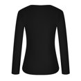 thumbnail image 5 of RYRJJ Women's V Neck Waffle Knit Henley Tops Casual Loose Long Sleeve Soft Comfy Pullover Sweater Blouses(Black,L), 5 of 6