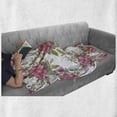 thumbnail image 6 of Flower Soft Flannel Fleece Throw Blanket, Watercolor Dog Rose Garden Pattern with Leaves and Buds Image, Cozy Plush for Indoor and Outdoor Use, 70" x 90", Lime Green Pale Pink, by Ambesonne, 6 of 6