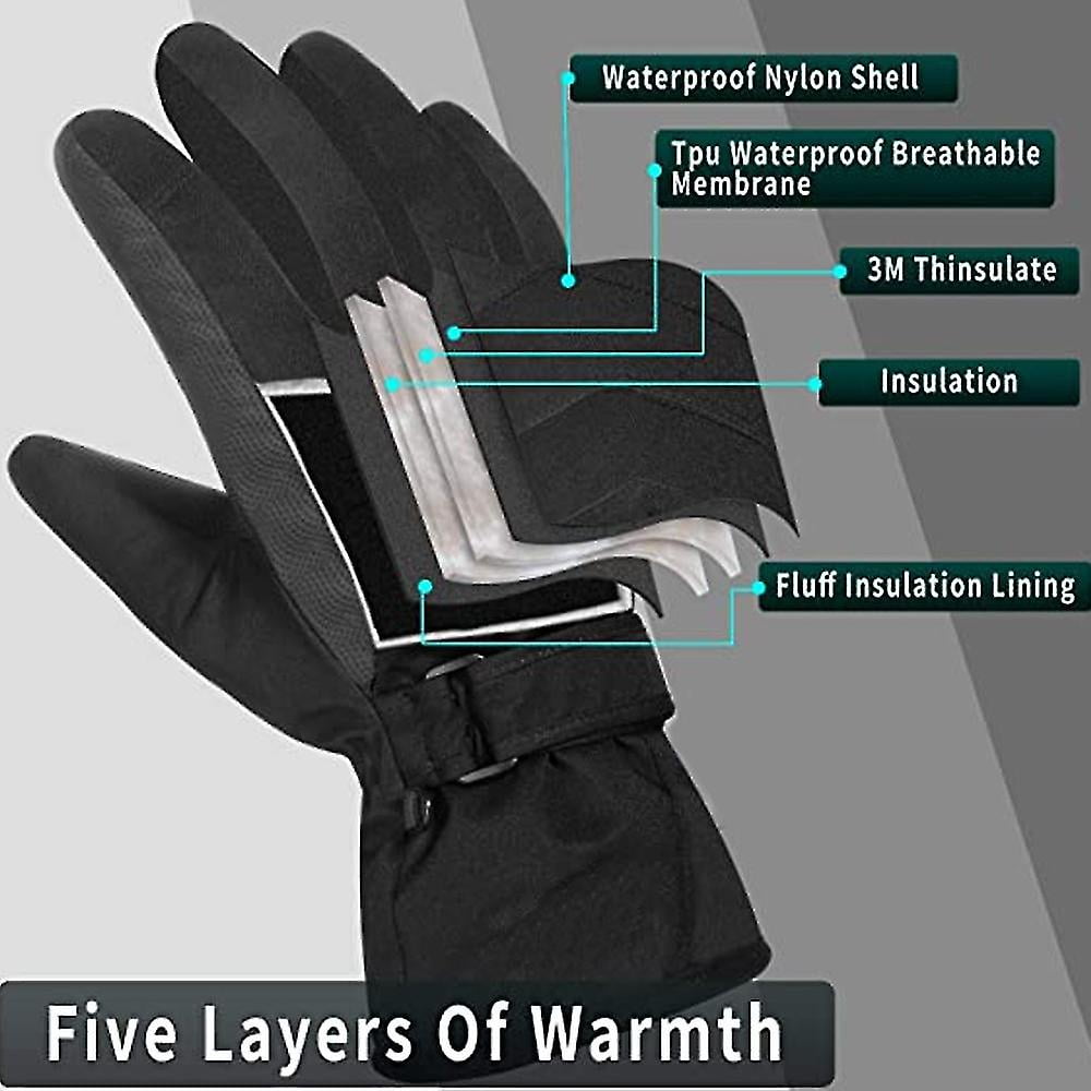 Gants De Neige De Ski Hiver Chaud Thinsulate Ecran Tactile Impermeable A L eau Coupe Vent Exterieur Noir Walmart