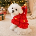 thumbnail image 6 of Christmas Small Dog Tree Outfit, Pet Hooded Christmas Tree Costume with Golden Star and Colorful Pom-poms, Holiday Ruffle Clothes for Puppy, Red, M, 6 of 6