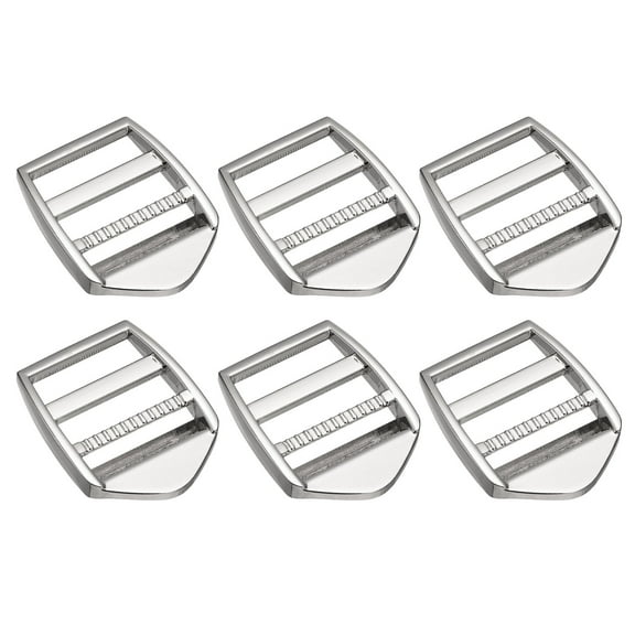 Metal Ladder Buckle Slider Tri-Glider Metal Adjustable Buckles, 6 Pack 25mm Inner Size, Silver Tone