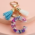 thumbnail image 3 of Purple Letter Pendant Tassels Key Chain Transparent Acrylic 26 Alphabets Key Holder Charm Decoration, 3 of 7