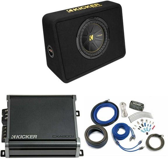 Kicker 10 Inch Comp Truck Bass Package 50TCWC104 with 46CXA8001 and amp wire kit