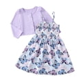 thumbnail image 2 of Laipiong Toddler Girls 2-Piece Outfits Cute Butterfly Print Sleeveless Dress and Cardigan Matching Sets Lightweight and Coordinating Clothes, 2 of 7