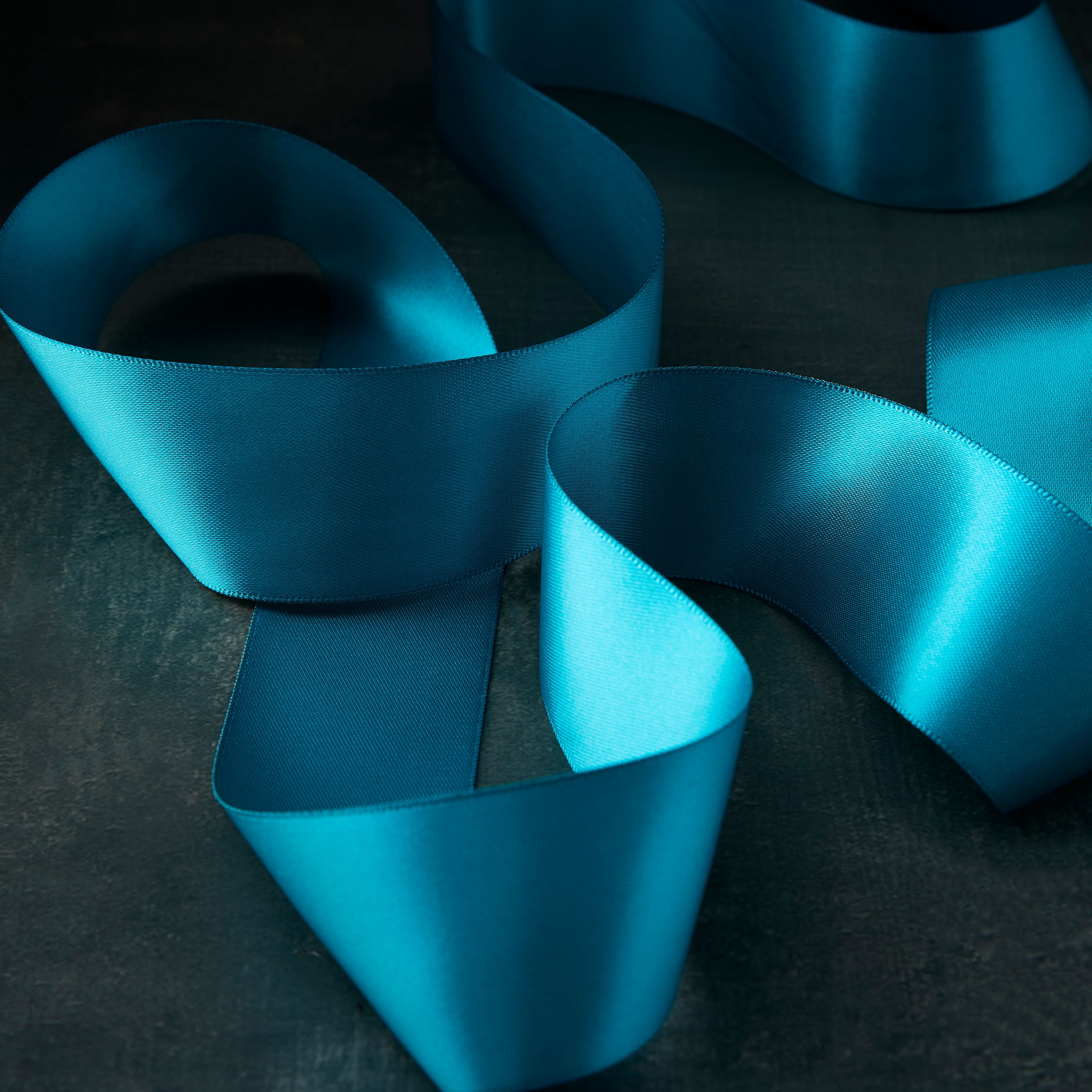 1.5" x 3yd. Dark Turquoise Satin Ribbon by Celebrate It – Non-Wired Woven Selvage Edge - Ideal for Gift Wrapping - Crafts & Decor - 12 Pack