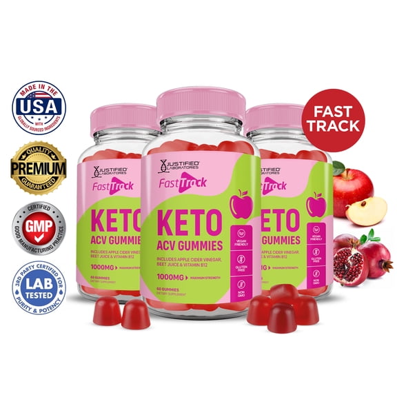 (3 Pack) Fast Track Keto ACV Gummies 1000MG Dietary Supplement 180 Gummys