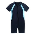 thumbnail image 4 of Sinleey Kids Boys' One Piece  Zipper Swimsuit Rash Guard Shirt Quick Dry Swimwear UPF50+ Navy Blue 12, 4 of 7