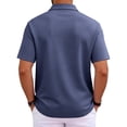 thumbnail image 5 of Qwertyu Men's Polo Shirts Short Sleeve Cotton 3 Buttons Golf Classic Fit Casual Performance T-Shirt Blue XL, 5 of 8