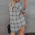 thumbnail image 5 of Patlollav Womens Dresses Casual Loose V Neck Buttons Plaid Print Long Sleeve Pockets Mini Shirt Dress, 5 of 6