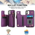 thumbnail image 7 of Wallet Case for Apple iPhone 12 Pro / iPhone 12 6.1", with Crossbody Shoulder Strap & Hand Wrist Cards Holder Zipper Pocket Stand Feature Protective Shockpoof Case for iPhone 12 Pro / 12, Darkpurple, 7 of 7