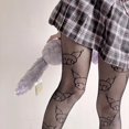 thumbnail image 1 of Sanrio Hello Kitty-pantimedias de seda negra para niña, medias de encaje blanco Sexy Kawaii, medias de red finas Lolita Jk, regalo, 1 of 4