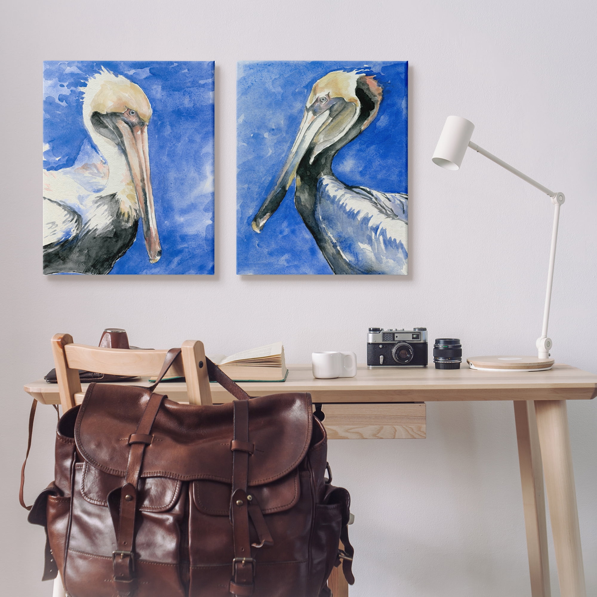 Stupell Industries Nautical Pelican Birds Portrait Nature Animal Painting Painting Gallery Wrapped Canvas Print Wall Art, Set of 2, Design by Jennifer Paxton Parker