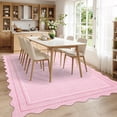 thumbnail image 3 of 10*14FT Scalloped Large Rug 10x14 Area Rugs for Living Room Pink Playroom Rug Washable Non Slip Soft Bedroom Rugs Foldable Low Pile Stain Resistant Carpet for Nursery Dining Room Classroom, Pink Pink, 3 of 9