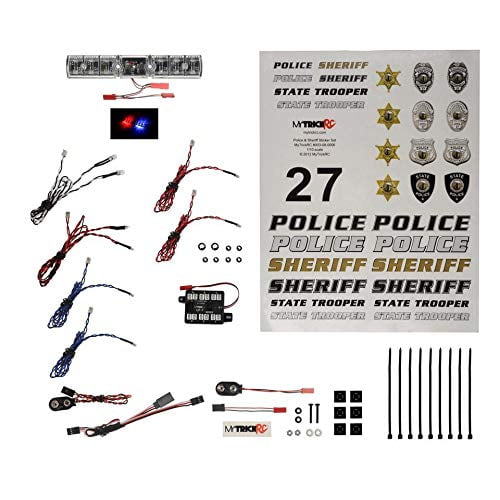 MyTrickRC Police Deluxe Light Bar Kit- Police Basic + Police Interceptor Flasher and Police Decals