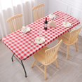 thumbnail image 5 of Rectangle Table Cloth Cover,Flannel Backed Buffalo Plaid Tablecloth for Outdoor,30x48In,White and Red, 5 of 5