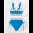 thumbnail image 4 of Bikini de 2 Piezas para Mujer, Traje de Baño de Cintura Alta con Cuello Halter y Cintura Alta, Color Azul L, 4 of 7