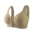 thumbnail image 3 of KHONTS Post Surgery Front Close Plus Size Bras for Women Seamless Wireless Cozy Gathering Bra Soft Breathable Compression Bralettes Khaki XL, 3 of 3