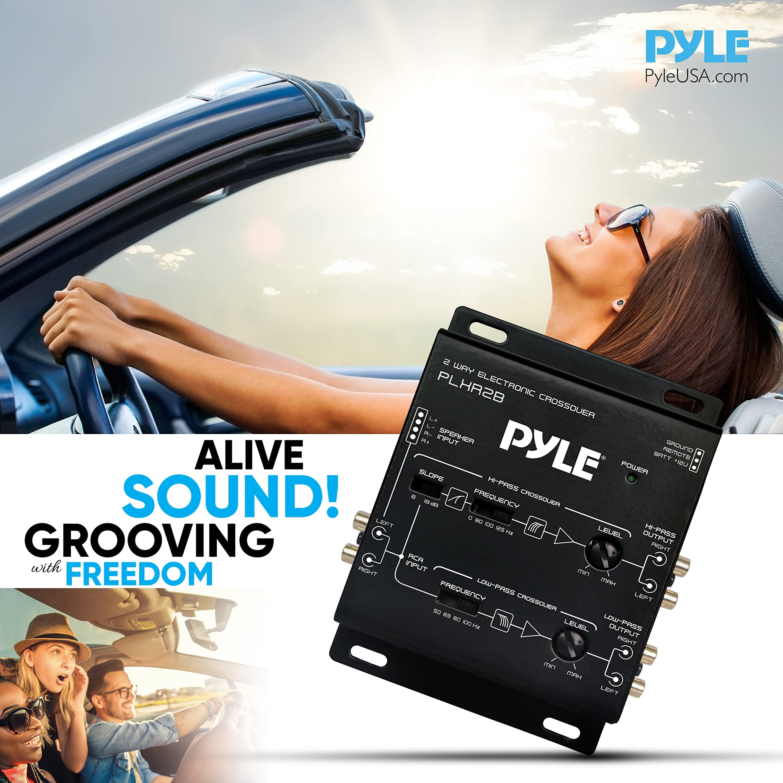 Pyle 2-Way Electronic Crossover Network Independent HighPass LowPass Controls 4-Channel RCA Outputs