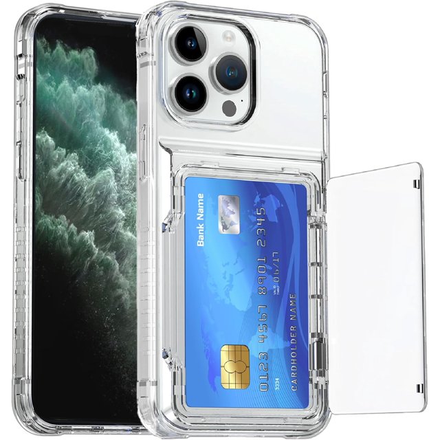 XUCP-Clear Wallet Case for iPhone 11 Pro Max Case with Card Holder(Store 4 Cards)Anti-Yellow Anti-Scratch Heavy Duty Protective Shockproof Hidden Card Slot Phone Case for iPhone 11 Pro Max,Clear