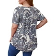 thumbnail image 4 of PENGXIANG Mode Femmes T-Shirt à Manches Courtes Imprimé Col en V Décontracté avec Boutons, 4 of 6
