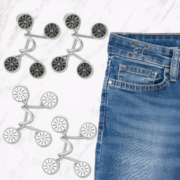 Sonducket 4 botones para pantalones sin necesidad de costura, ajustador de cintura para pantalones vaqueros, ajustador de cintura fácil Accesorios de disfraces