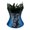 Blue, variant on Women's Feather Corset Bustier Tops Embroidered Lace up Bustie for Party Black XXXXL