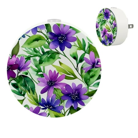 

YZUOUZY Night Light Nightlight Small Bedside Lamps Set of 2 Pueple Flowerslweves Kaempferia Rotunda