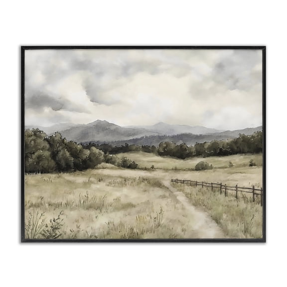 Stupell Industries Farmhouse Muted Trail Along Fence Black Framed Giclee Art, 14 x 11, by Riley B