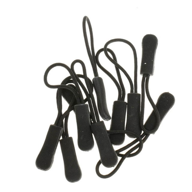 yuksok 10 Pieces Zipper Pulls,Elastic Cord Zipper Pull,Extension Zipper Tag Replacement Black