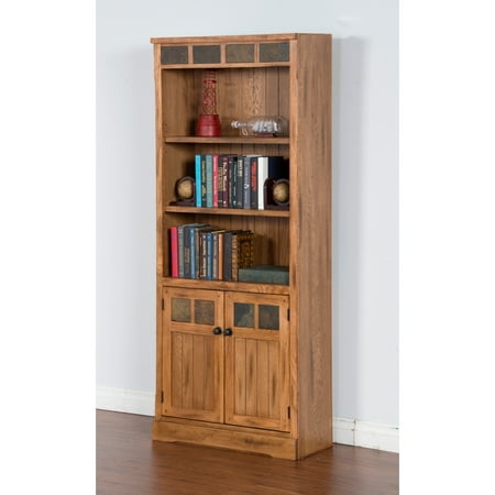 Sunny Designs Sedona Bookcase with Doors - Rustic Oak