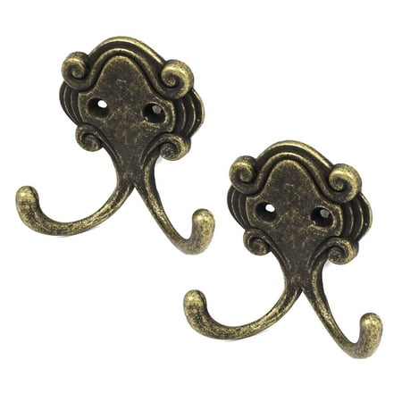 2pcs Retro Double Prong Coat Keys Bags Hanging Decorative Wall