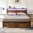 thumbnail image 7 of Modern Queen Metal Platform Bed With Wooden Headboard & , Charging Location, 2 Drawer Storages, Led Lights, No Box Spring Required, 600 Lbs Weight Capacity, Easy Assembly Manipulation Socket, Deed, 7 of 7