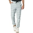 thumbnail image 1 of INSPIRE CHIC Men's Plaid Pants Casual Slim Fit Drawstring Check Trousers 30 Gray White, 1 of 6