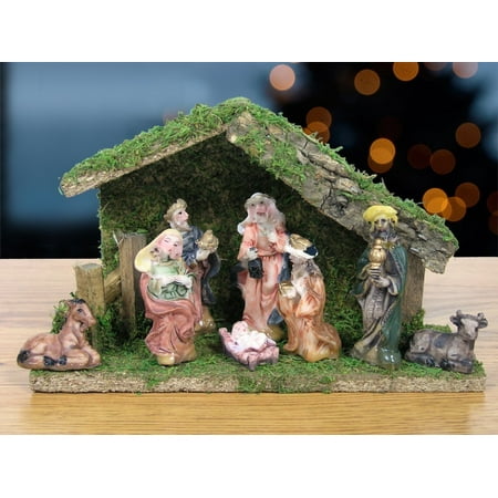 nativity figurine set of 8 polystone figures and stable creche wood and moss 5 - Miniature Christmas Figurines nativity figurine set of 8 polystone figures and stable creche wood and moss 5 - Miniature Christmas Figurines