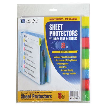 UPC: 0038944055800 | C-Line  CLI05580  Top-Loading Sheet Protectors  8 / Set  Assorted