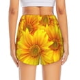 thumbnail image 4 of Uemuo 3D Sunflowers Pattern Women's Athletic Shorts High Waisted Running Shorts with Liner Pockets Gym Elastic Workout Shorts-Small, 4 of 9