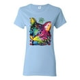 thumbnail image 1 of Wild Bobby Dean Russo Cat Wearing a Crown Thinking Cat Crowned Cat Lover Women Graphic Tee, Light Blue, Large, 1 of 5