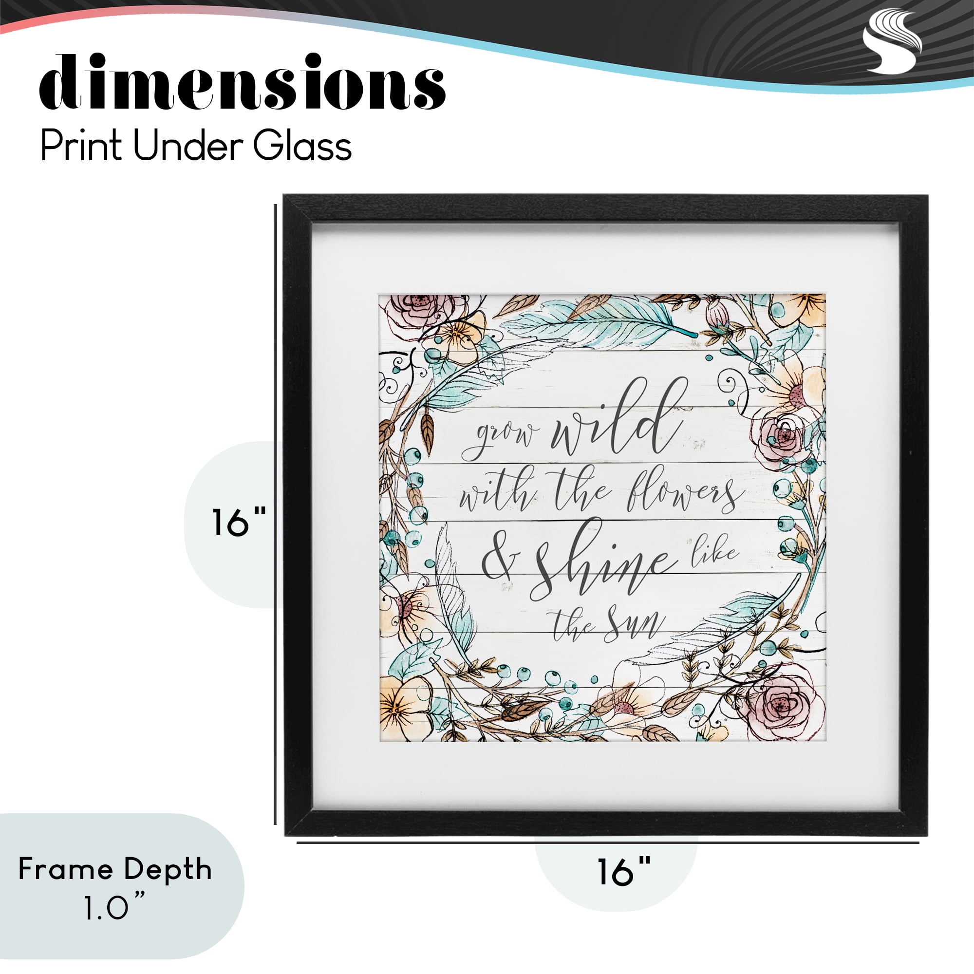Stupell Industries Grow Wild With Flowers Black Framed Print Under Glass, design by SD Graphics Studio
