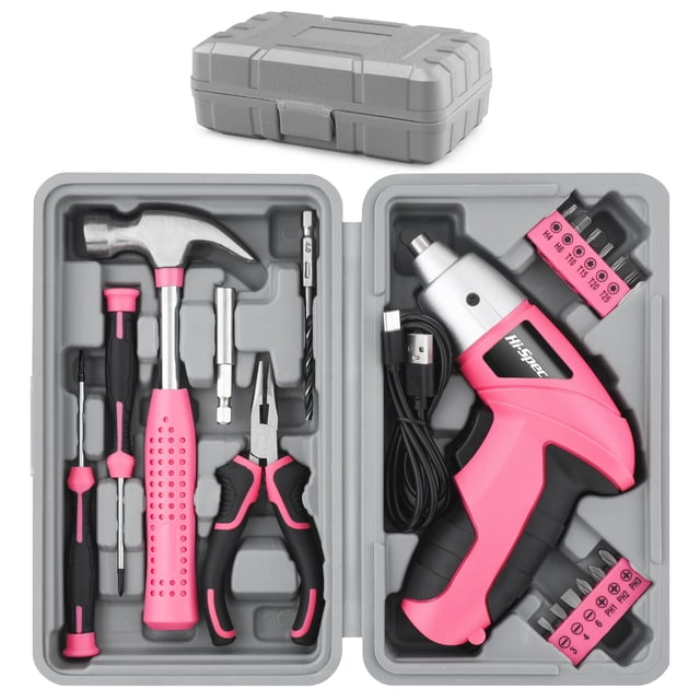 Juego de herramientas Hi-Spec, 19 unidades, 3,6 V, USB de pequeña potencia, color rosa