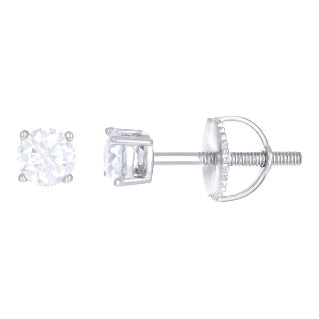 925 Sterling Silver Womens Moissanite 4mm Stud Earrings Screw Back Stud Earring for Women - .8 Grams