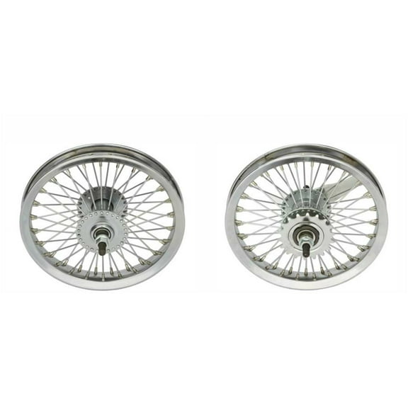 Chrome 12" 52 Spoke Wheel Set. Front and Back Coaster wheel.