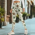 thumbnail image 4 of Renewold Clover Polka Dot Beige Womens Leggings with Pockets High Waist Hip Lift Tummy Control Pocket Yoga Pants Buttery Soft Stretchy Workout Yoga Pants with Plus Size, XL, 4 of 8