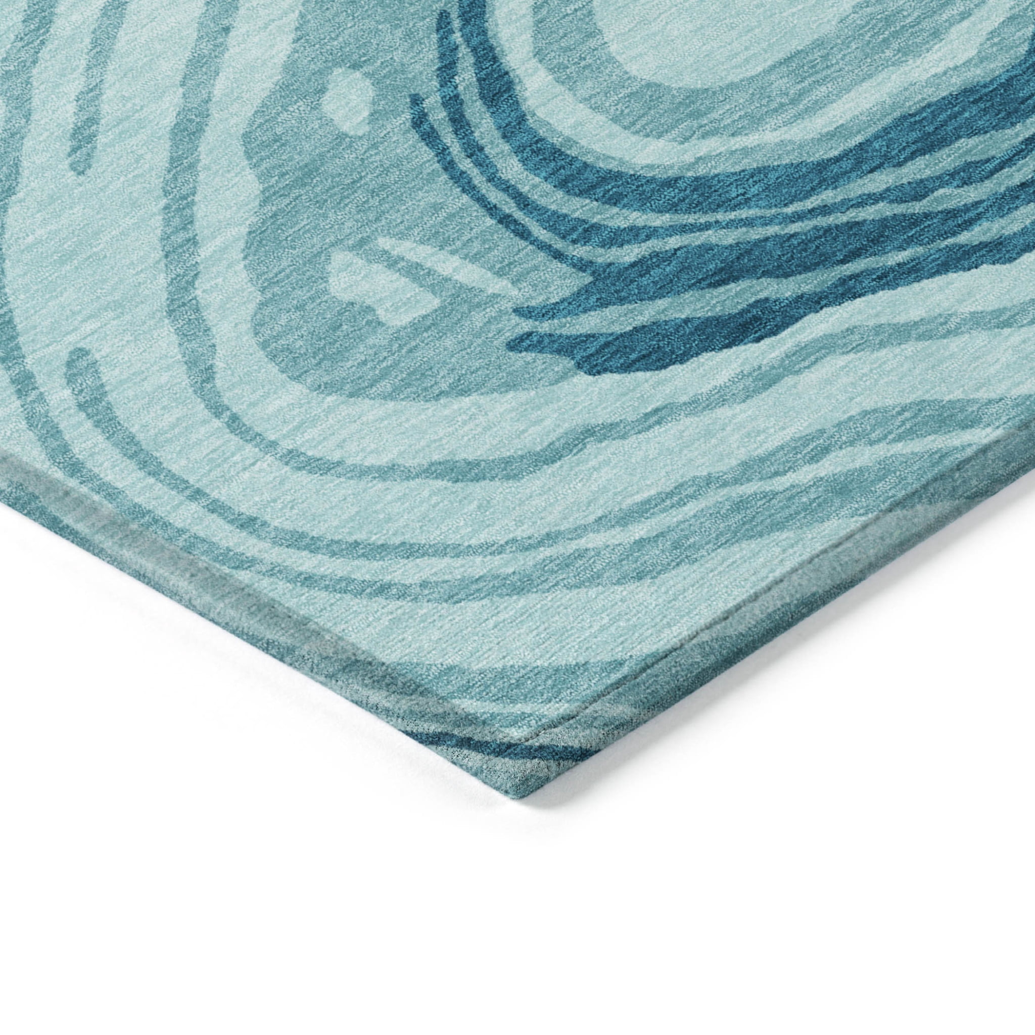 HomeRoots 601311 8 x 10 ft. Turquoise, Teal Blue & Gray Abstract Washable Indoor & Outdoor Rectangle Area Rug
