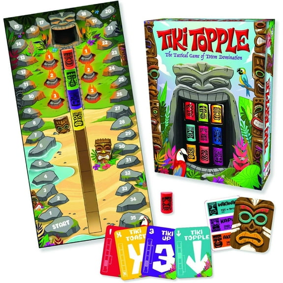 Gamewright Tiki Topple Board Game, Colorful Carvings, Fast-Paced Strategy
