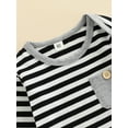 thumbnail image 5 of Qiylii Baby Boys Outfits Stripe Long Sleeve Pocket Tops+Drawstring Trousers+Cap, 5 of 8