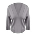 thumbnail image 4 of Mohiass Women's 3/4 Sleeve Cropped Cardigan Sweater Open Front Short Shrugs Cardigans Lightweight Sweaters Gray XL, 4 of 6