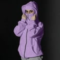 thumbnail image 2 of DAFPZW Balaclava Hoodie with Built In Eye Mask, Double Hooded Zip Up Sweatshirt Jacket Wind-resistant Winter Hoodies for Women, 2 of 9