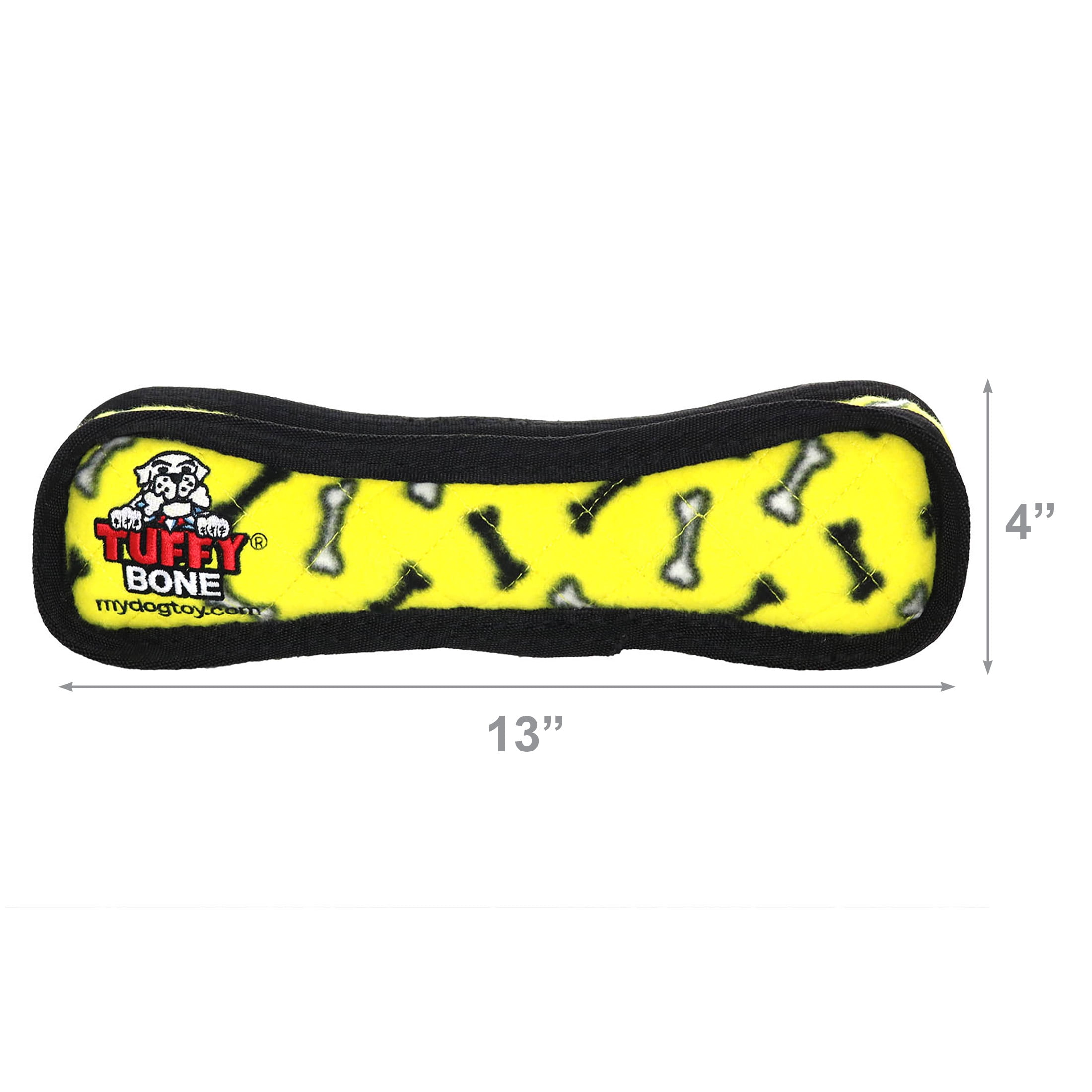 Tuffy Ultimate Bone Yellow Bone Durable Plush Squeaky Dog Toy