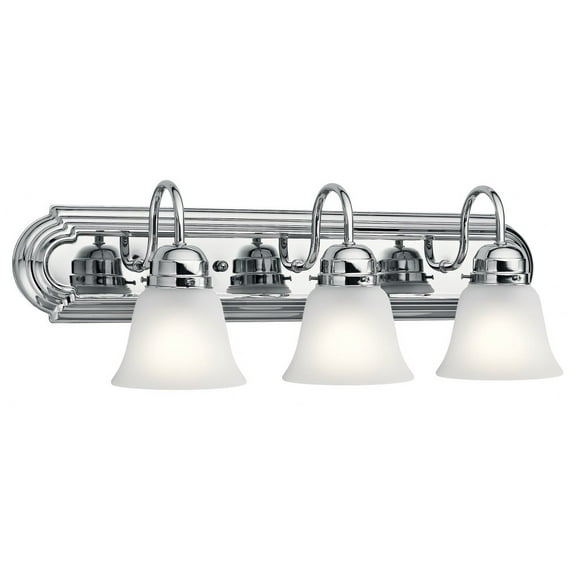 3 Light Vanity Light Approved for Damp Locations with Traditional Inspirations 8 inches Tall By 24 inches Wide-Chrome Finish Bailey Street Home